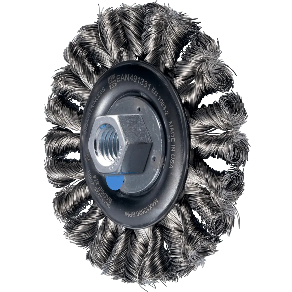 Produktfoto 1 von PFERD TOOLS POS COMBITWIST Rundbürste gezopft RBG HD Ø 115x12 mm M14 Edelstahl-Draht-Ø 0,35mm Winkelschleifer