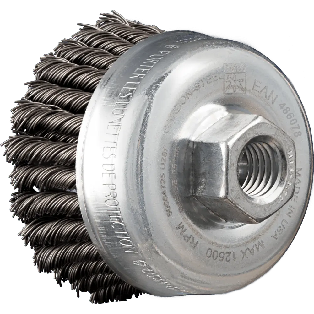 Produktfoto 1 von PFERD TOOLS POS Topfbürste 2-reihig gezopft TBG HD Ø 65 mm M14 Stahl-Draht-Ø 0,50 mm Winkelschleifer