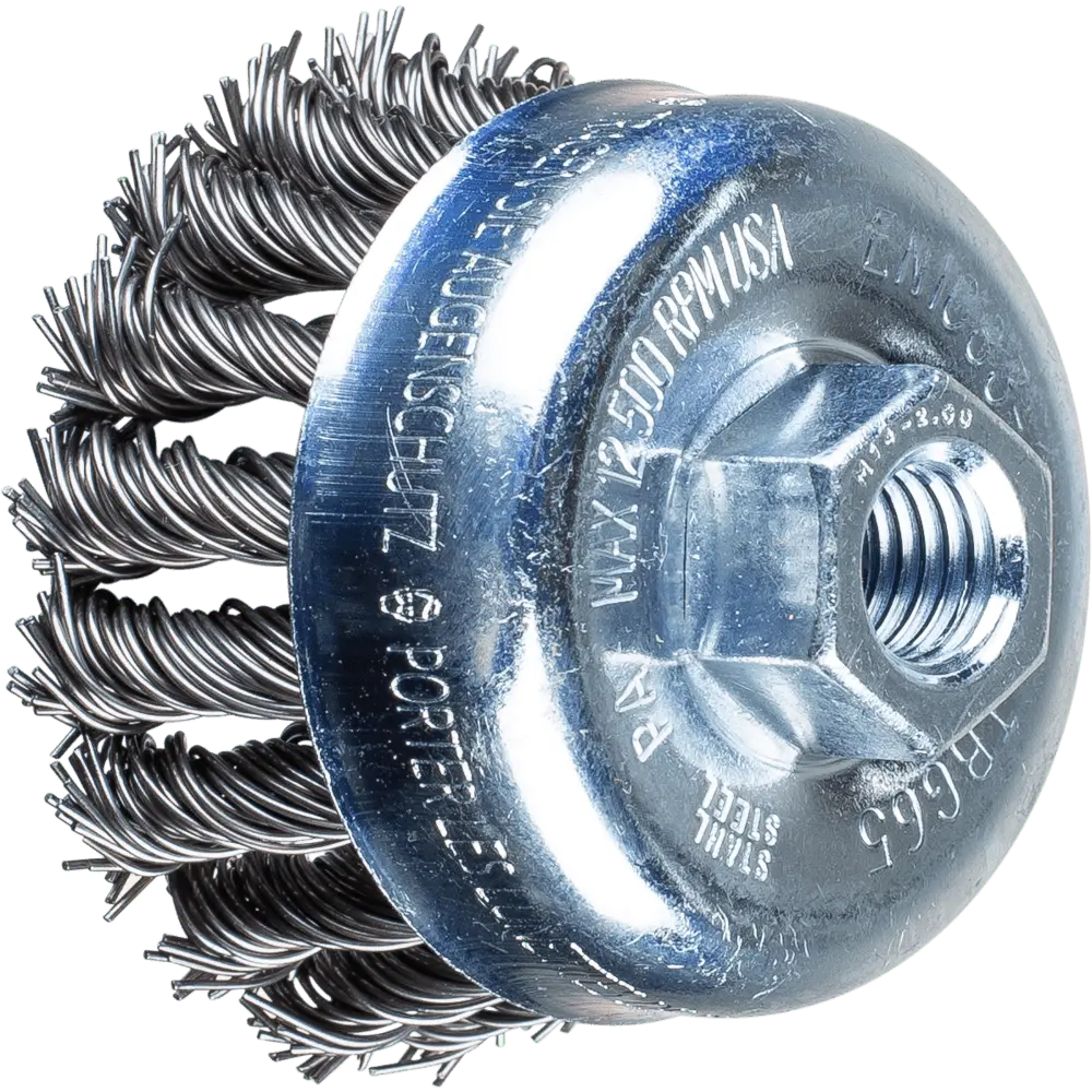 Produktfoto 1 von PFERD TOOLS Topfbürste gezopft TBG Ø 65 mm M14 Stahl-Draht-Ø 0,80mm Winkelschleifer