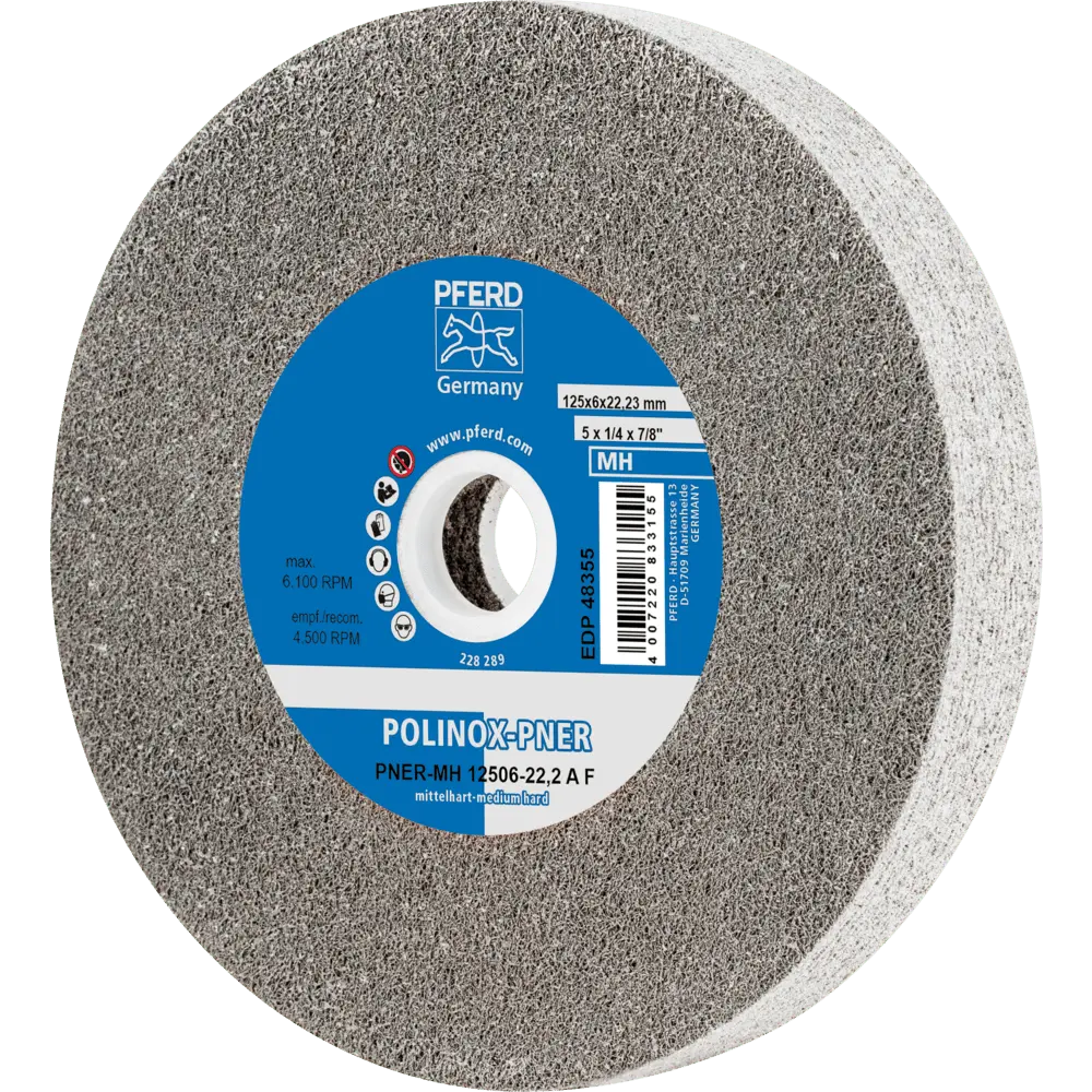 Produktfoto 1 von PFERD TOOLS POLINOX verpresstes Vlies-Rad PNER Ø 150x25 mm Bohrung-Ø 25,4 mm Mittelhart A Fein für Finish