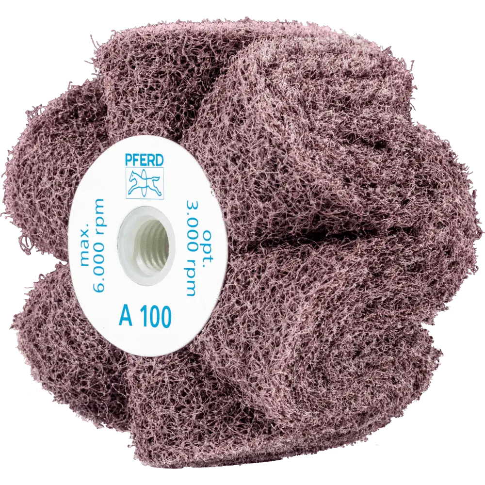 Produktfoto 1 von PFERD TOOLS POLINOX Vlies-Schleifrad PNG Ø 100x50mm Gewinde M14 A280 für Feinschliff und Finish, 5 Stk.