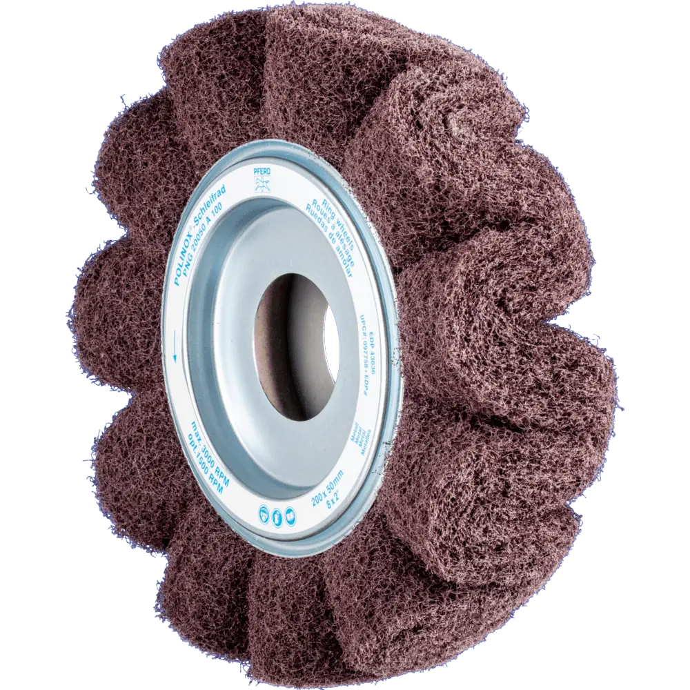 Produktfoto 1 von PFERD TOOLS POLINOX Vlies-Schleifrad PNG Ø 200x50mm Bohrung-Ø 44 mm A100 für Feinschliff und Finish
