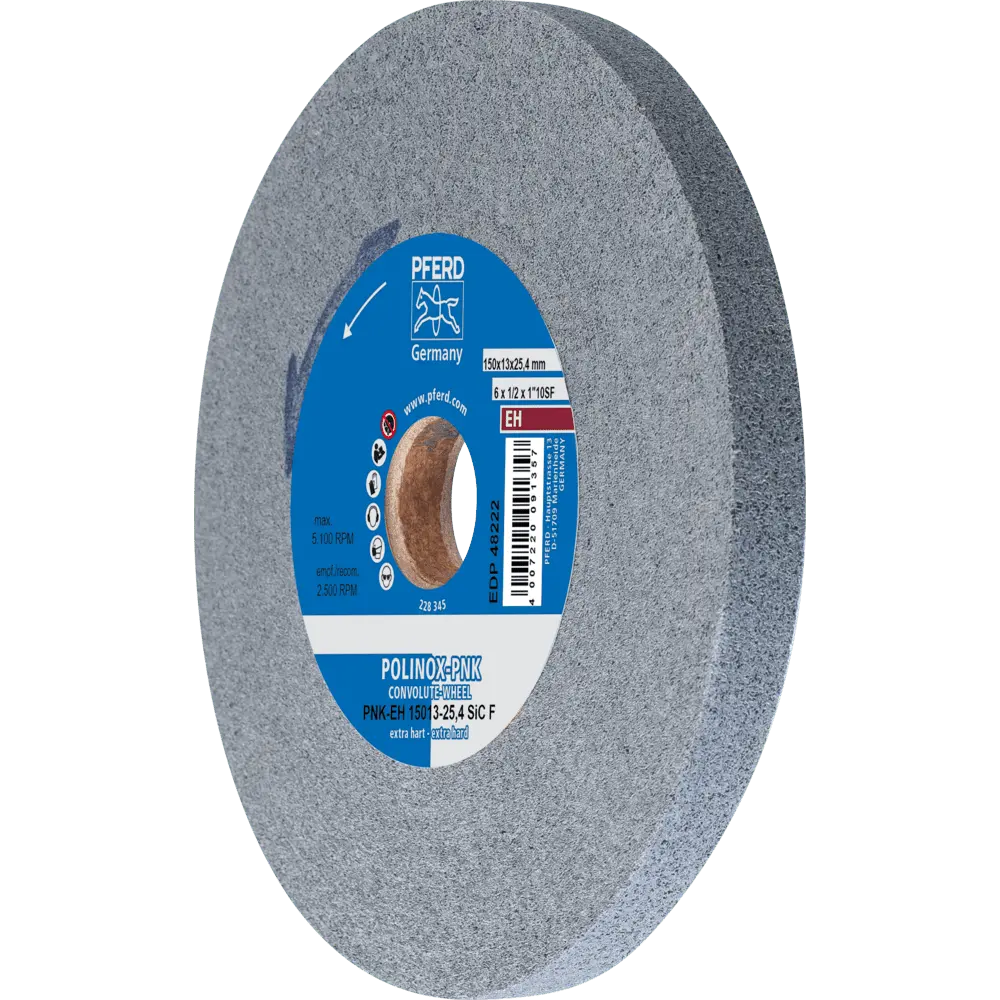 Produktfoto 1 von PFERD TOOLS POLINOX Gewickeltes Vlies-Rad PNK Ø 150x13 mm Bohrung-Ø 25,4 mm Extrahart SIC Fein für Finish
