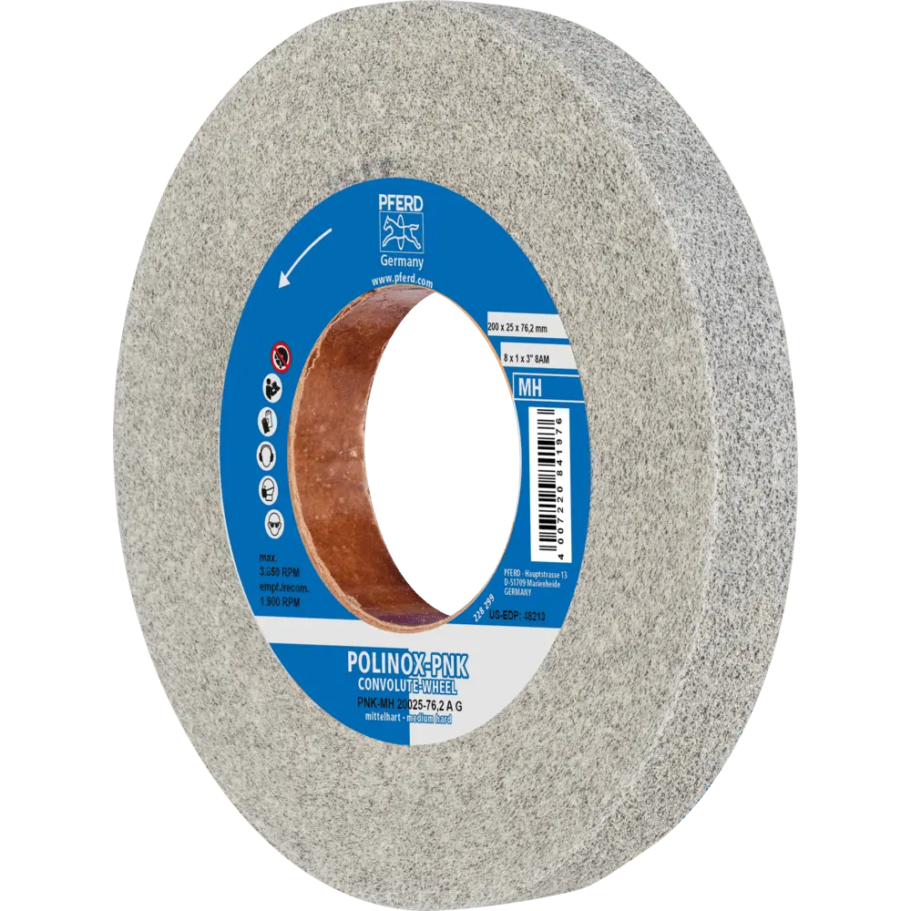 PFERD TOOLS POLINOX Gewickeltes Vlies-Rad PNK Ø 200x25 mm Bohrung-Ø 76,2 mm Mittelhart A Grob für Finish