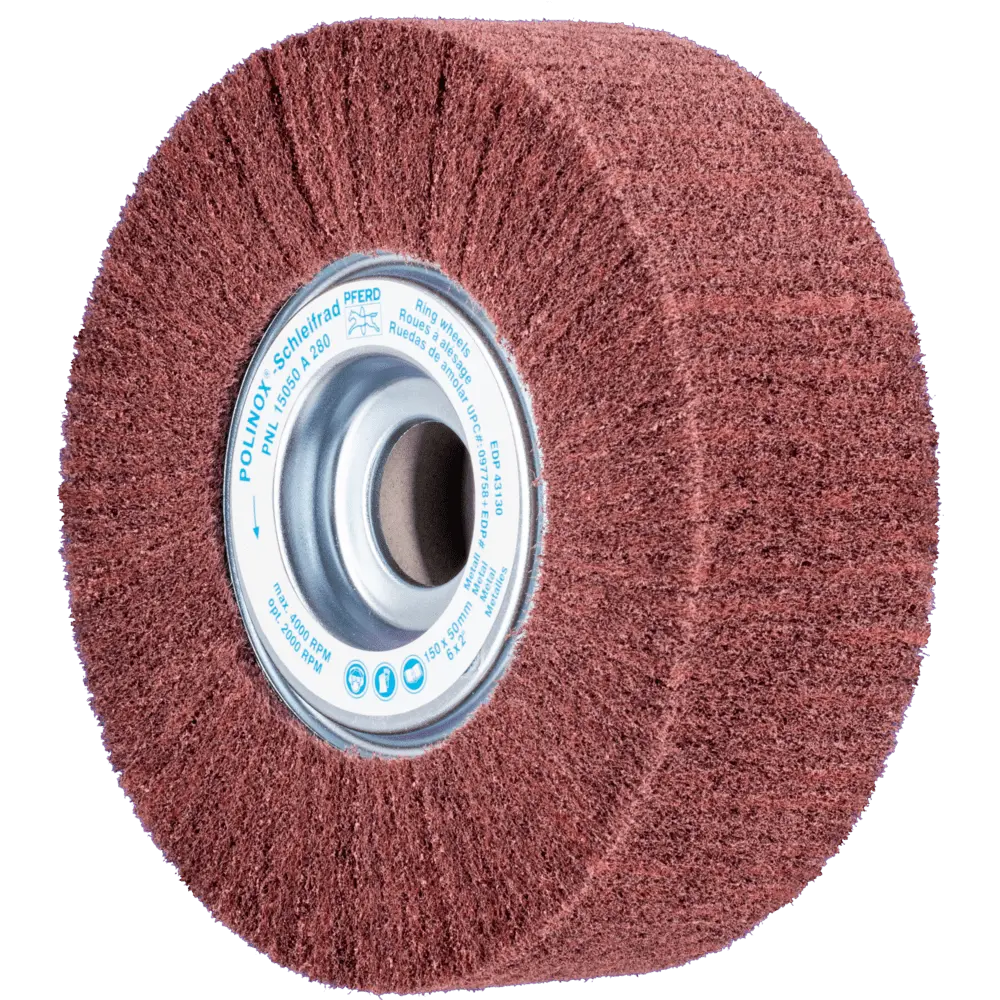 Produktfoto 1 von PFERD TOOLS POLINOX Vlies-Schleifrad PNL Ø 150x50mm Bohrung-Ø 25,4 mm A280 für Feinschliff und Finish