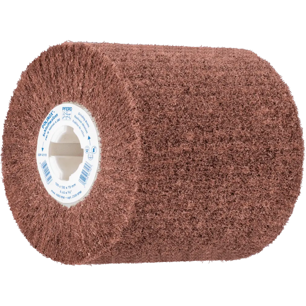 Produktfoto 1 von PFERD TOOLS POLINOX Vlies-Schleifwalze PNL Ø 100x100mm Keilnut 19 mm A280 für Feinschliff und Finish
