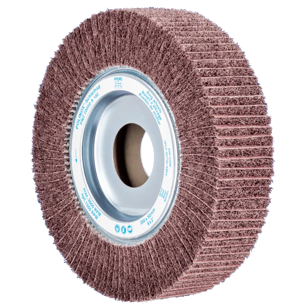 Produktfoto 1 von PFERD TOOLS POLINOX Vlies-Schleifrad PNZ Ø 200x50mm Bohrung-Ø 44 mm A100 für Feinschliff und Finish