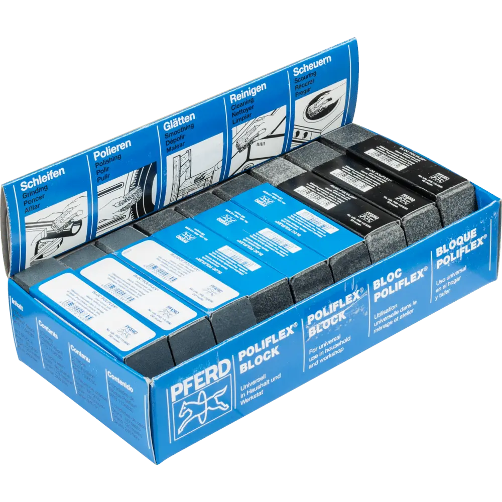 Produktfoto 1 von PFERD TOOLS Poliflex Schleifblock Set Bindung PUR SIC für Feinschliff und Finish