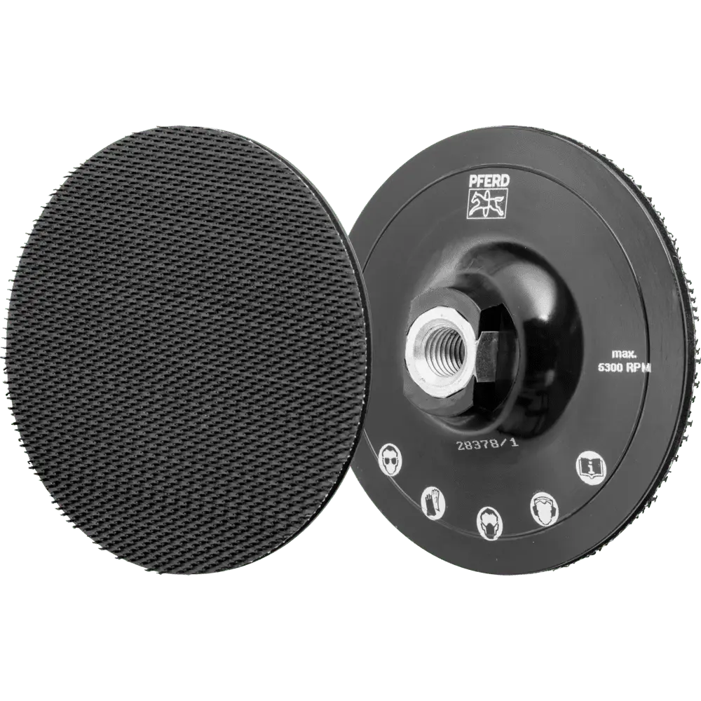 Produktfoto 1 von PFERD TOOLS POLIVLIES-Klettrondenhalter PVKRH Ø 115 mm Gewinde M14