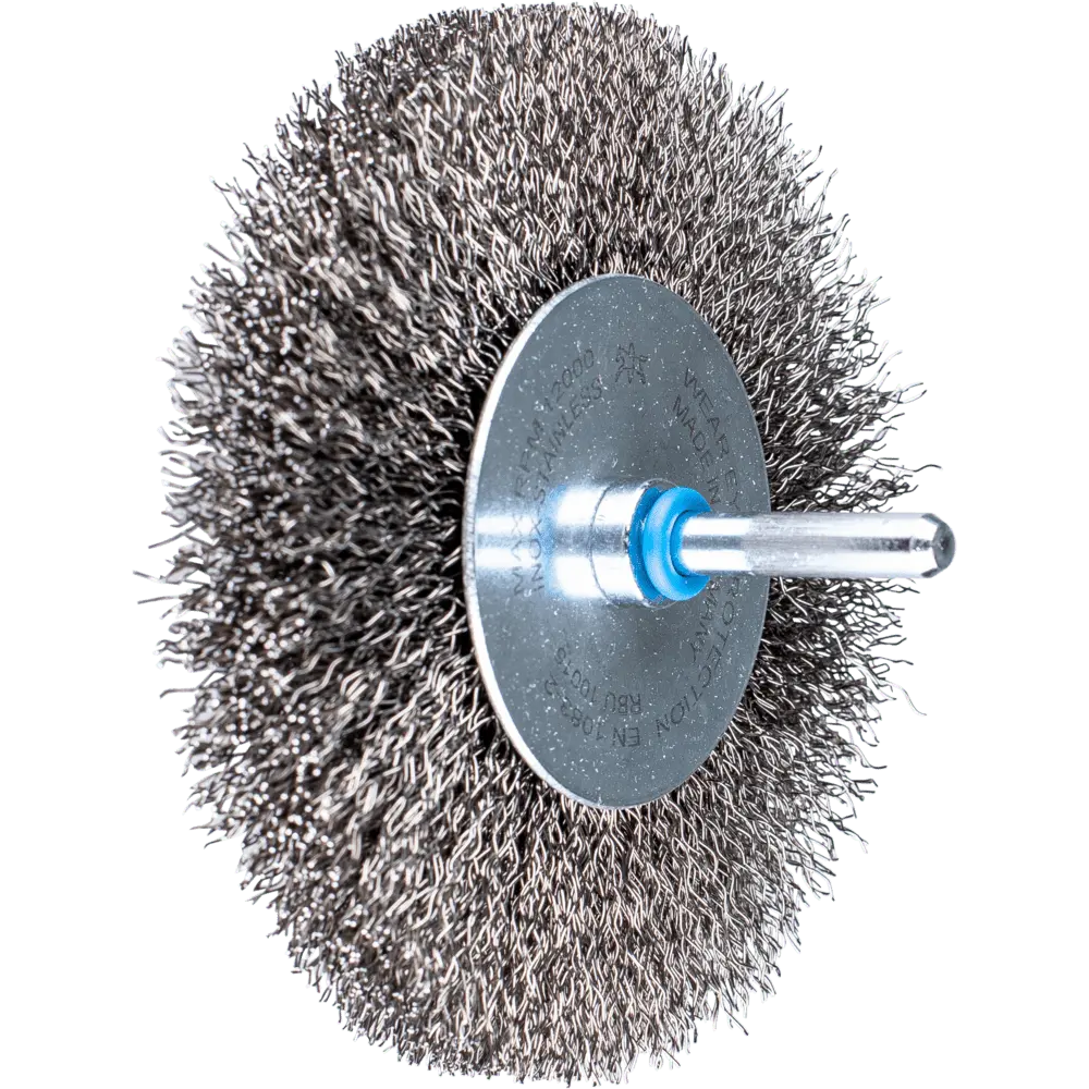 Produktfoto 1 von PFERD TOOLS Rundbürste ungezopft RBU Ø100x15 mm Schaft-Ø6 mm Edelstahl-Draht-Ø0,30, 10 Stk.