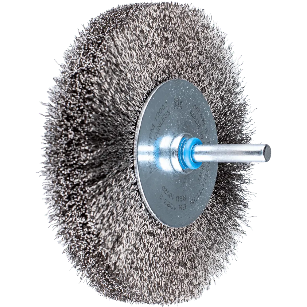 Produktfoto 1 von PFERD TOOLS Rundbürste ungezopft RBU Ø100x20mm Schaft-Ø6 mm Edelstahl-Draht-Ø0,20, 10 Stk.