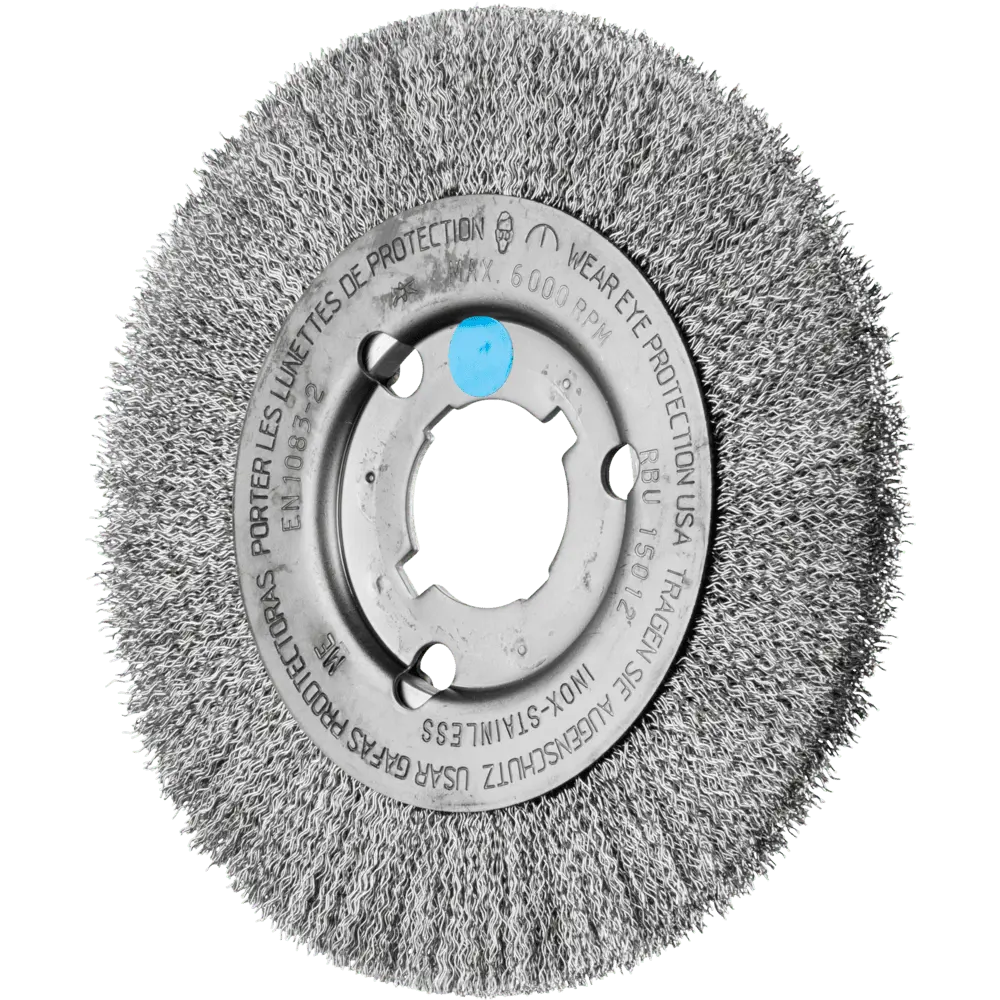 Produktfoto 1 von PFERD TOOLS Rundbürste schmal ungezopft RBU Ø150x12xvariable Bohrung Edelstahl-Draht-Ø0,30, 2 Stk.