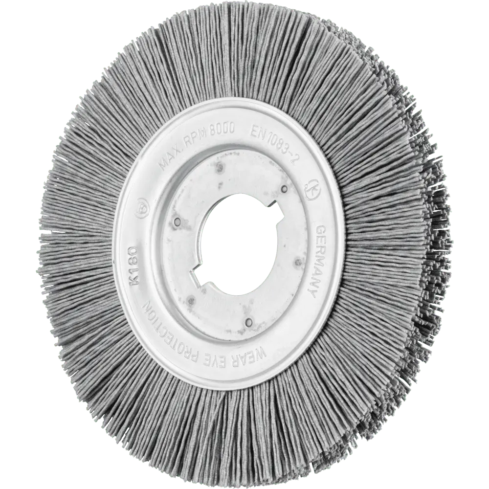 Produktfoto 1 von PFERD TOOLS Rundbürste schmal ungezopft RBU Ø150x16xvariable Bohrung SiC-Filament-Ø0,90 Korn 180, 2 Stk.