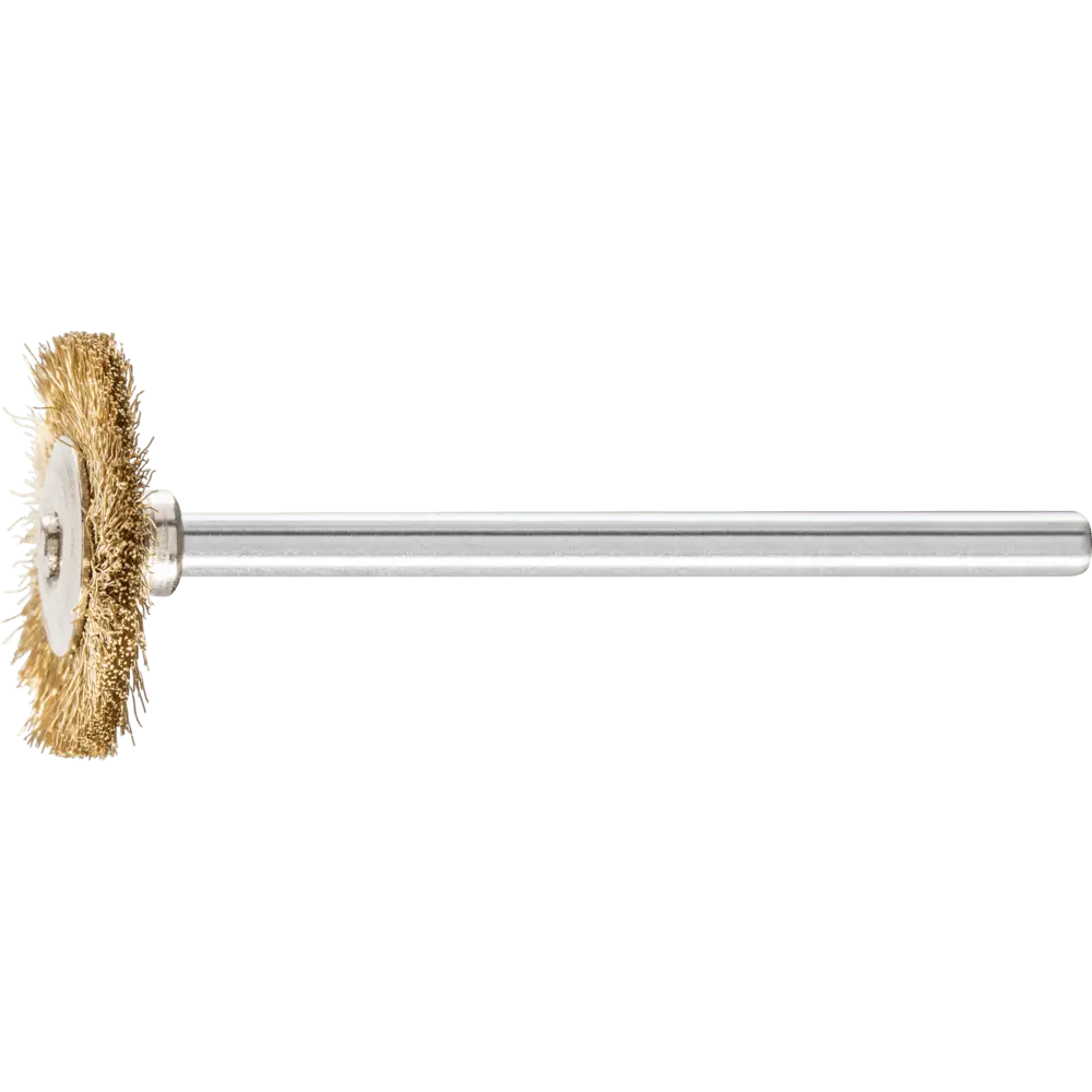 Produktfoto 1 von PFERD TOOLS Miniatur- Rundbürste RBU Ø19x2 mm Schaft-Ø3 mm Messing-Draht-Ø0,10, 10 Stk.