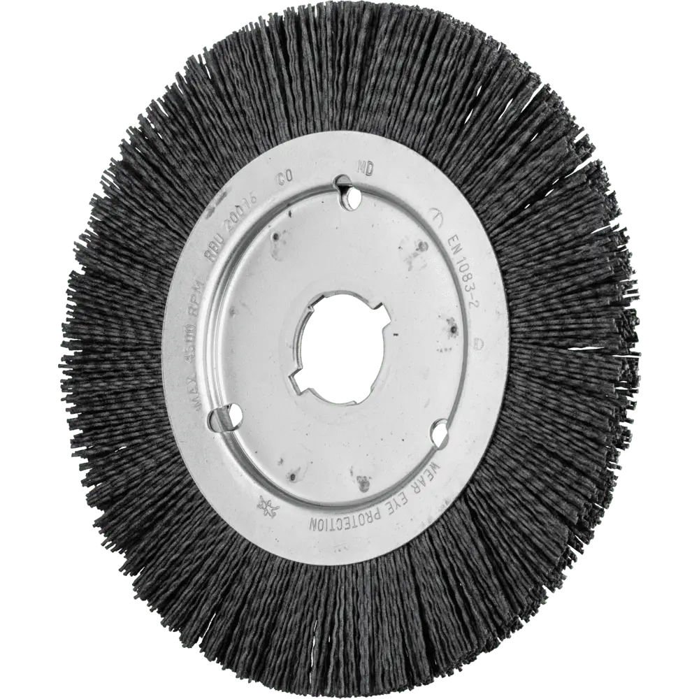 Produktfoto 1 von PFERD TOOLS Rundbürste schmal ungezopft RBU Ø 200x16xvariable Bohrung Keramik-Filament-Ø 1,10mm Korn 120, 2 Stk.