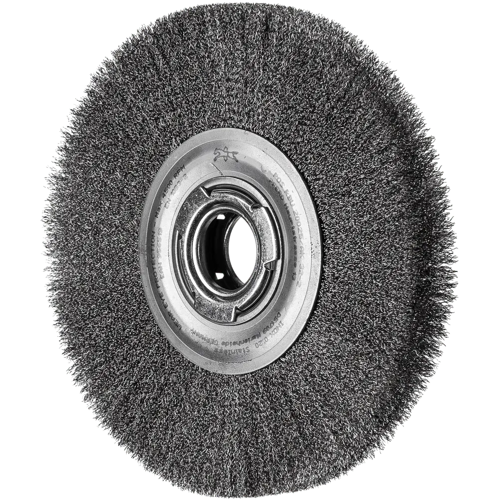 Produktfoto 1 von PFERD TOOLS Rundbürste breit ungezopft RBU Ø200x25xvariable Bohrung Edelstahl-Draht-Ø0,20 Schleifbock