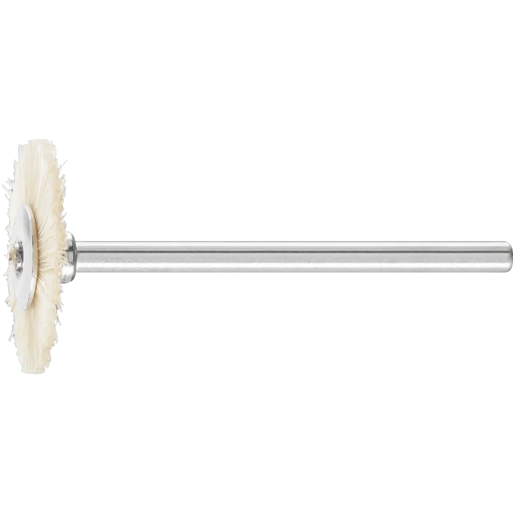 Produktfoto 1 von PFERD TOOLS Miniatur- Rundbürste RBU Ø22x2 mm Schaft-Ø3 mm weiße Schweineborste, 10 Stk.