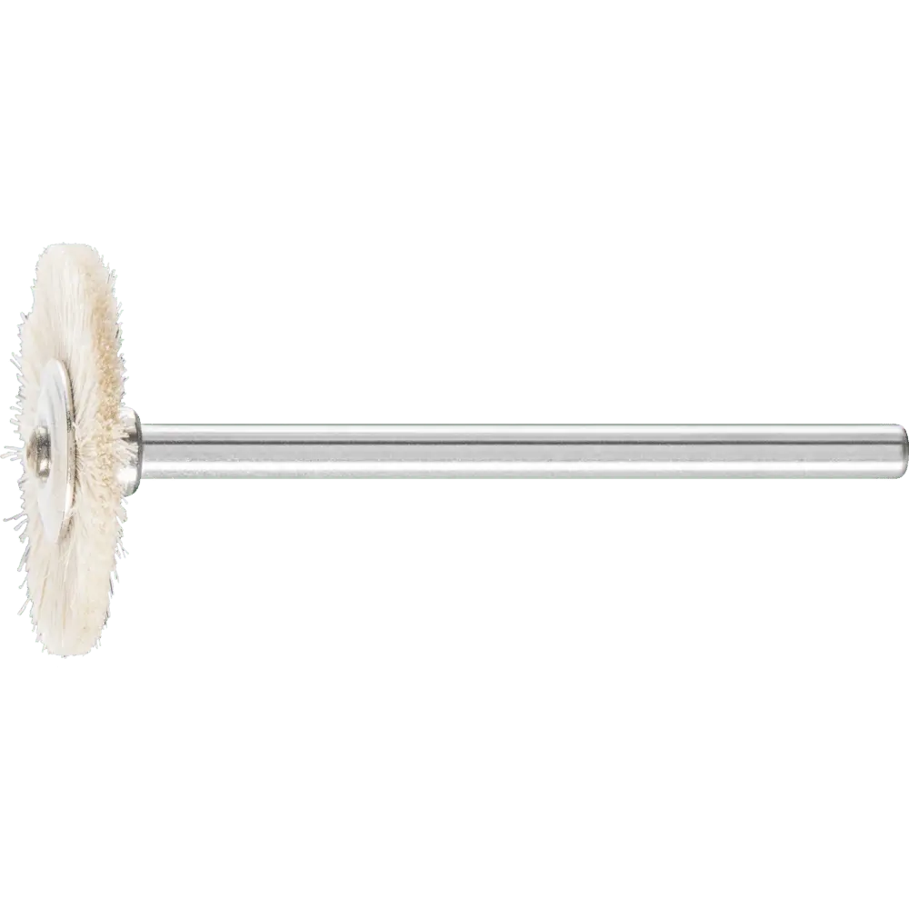 Produktfoto 1 von PFERD TOOLS Miniatur- Rundbürste RBU Ø22x2 mm Schaft-Ø3 mm weißes Ziegenhaar, 10 Stk.