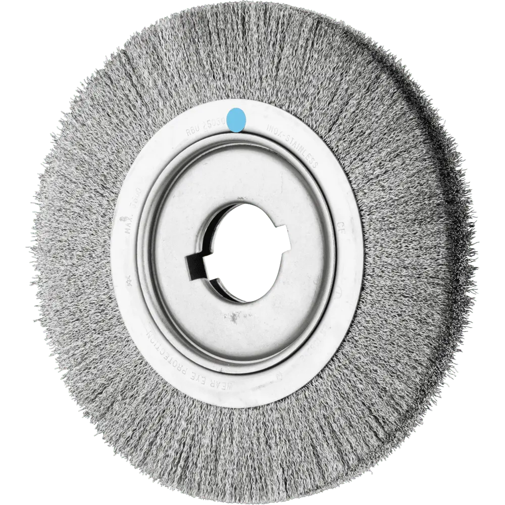 Produktfoto 1 von PFERD TOOLS Rundbürste breit ungezopft RBU Ø250x30xvariable Bohrung Edelstahl-Draht-Ø0,30 Schleifbock