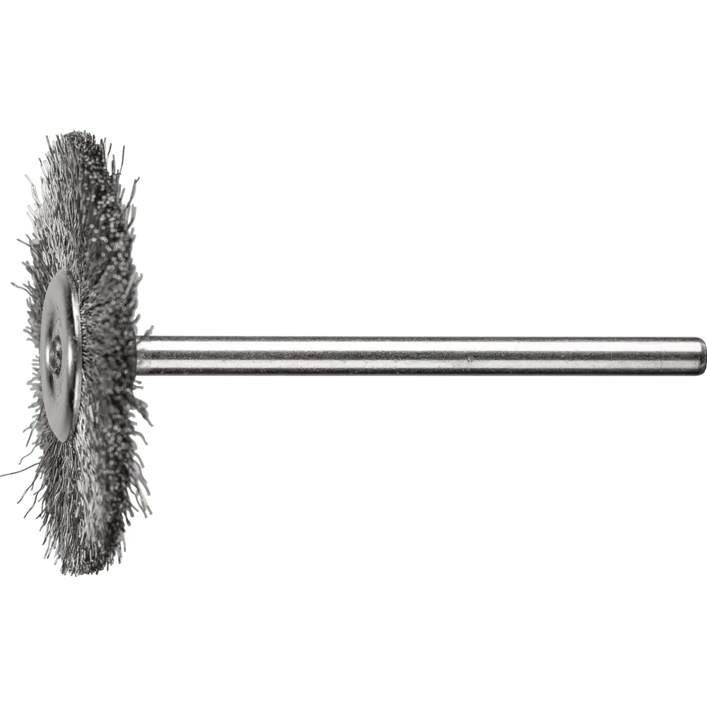 Produktfoto 1 von PFERD TOOLS Miniatur- Rundbürste RBU Ø32x2 mm Schaft-Ø3 mm Edelstahl-Draht-Ø0,10, 10 Stk.
