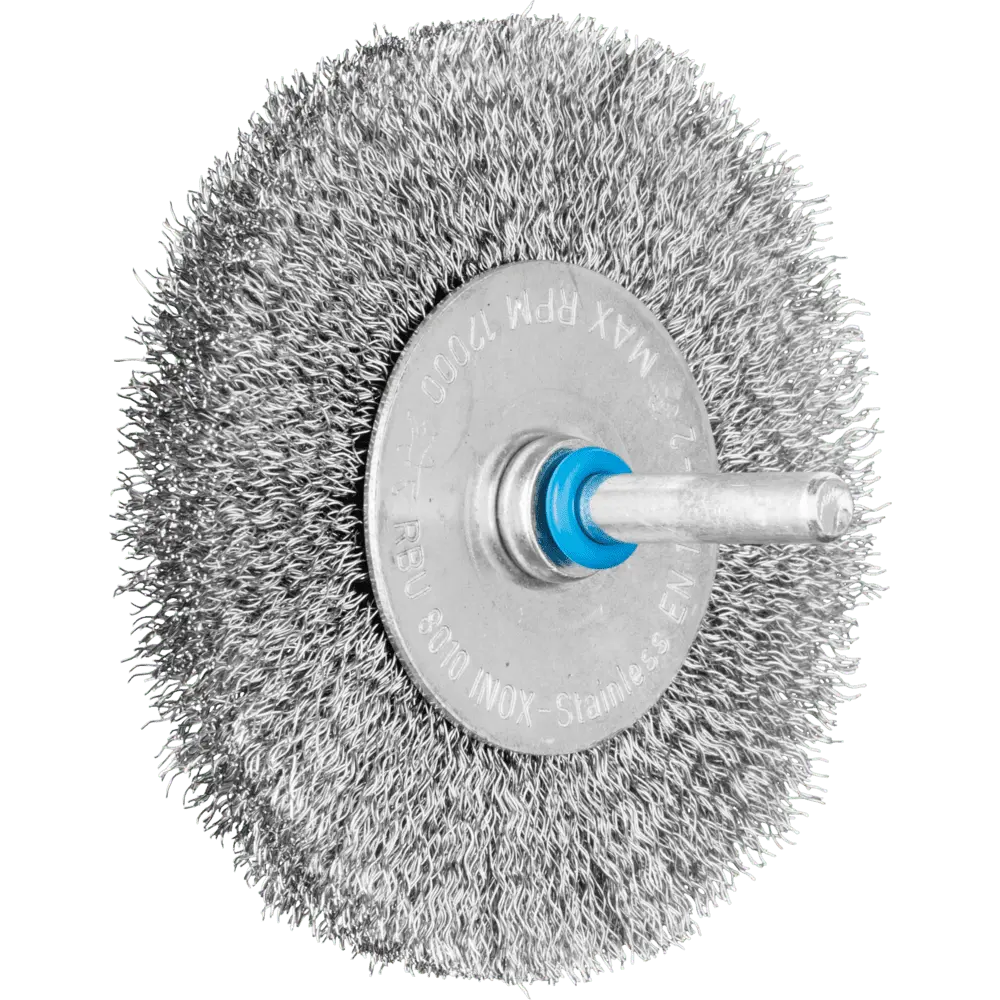 Produktfoto 1 von PFERD TOOLS Rundbürste ungezopft RBU Ø80x10mm Schaft-Ø6 mm Edelstahl-Draht-Ø0,20, 10 Stk.