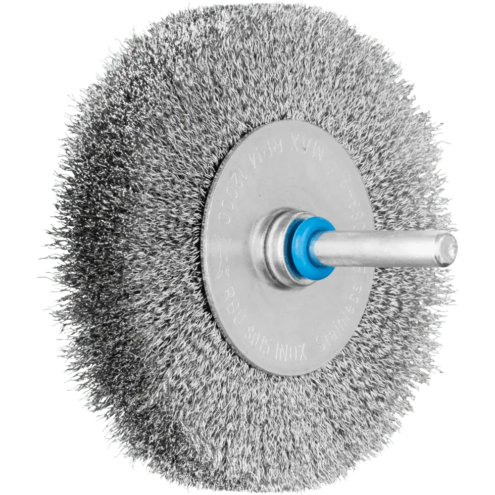 Produktfoto 1 von PFERD TOOLS Rundbürste ungezopft RBU Ø80x15 mm Schaft-Ø6 mm Edelstahl-Draht-Ø0,15, 10 Stk.