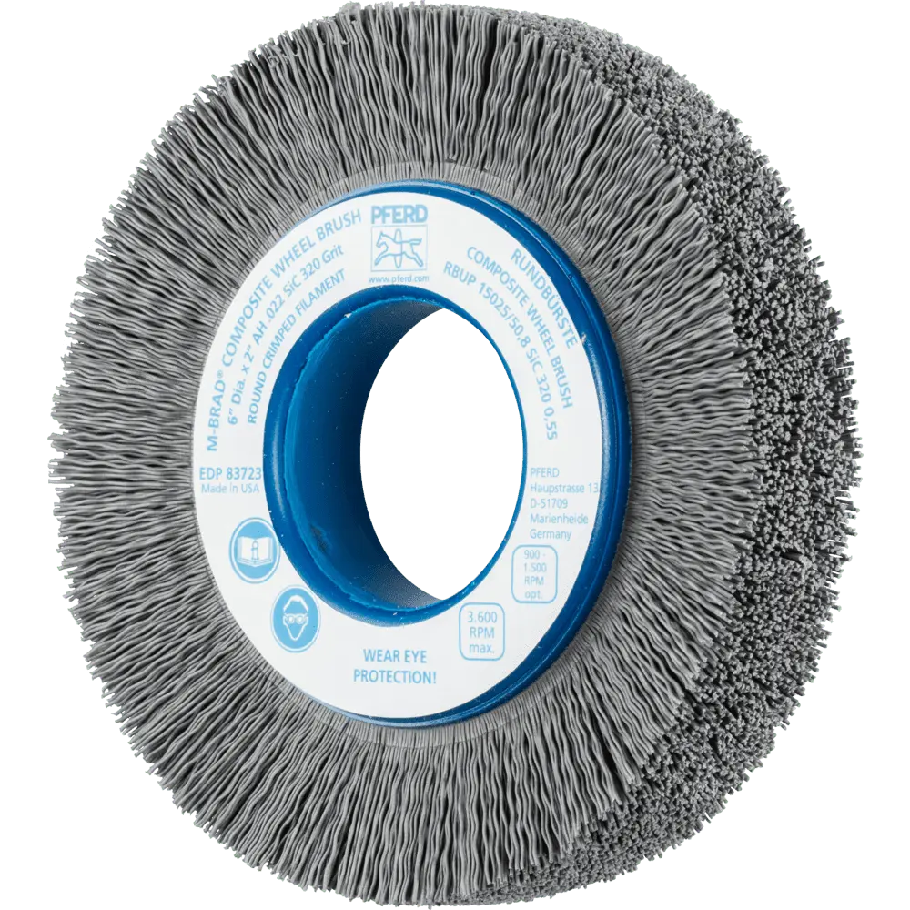 Produktfoto 1 von PFERD TOOLS COMPOSITE Rundbürste RBUP Ø 150x25x50,8 mm Bohrung SiC-Filament-Ø 0,55 mm Korn 320 stationär
