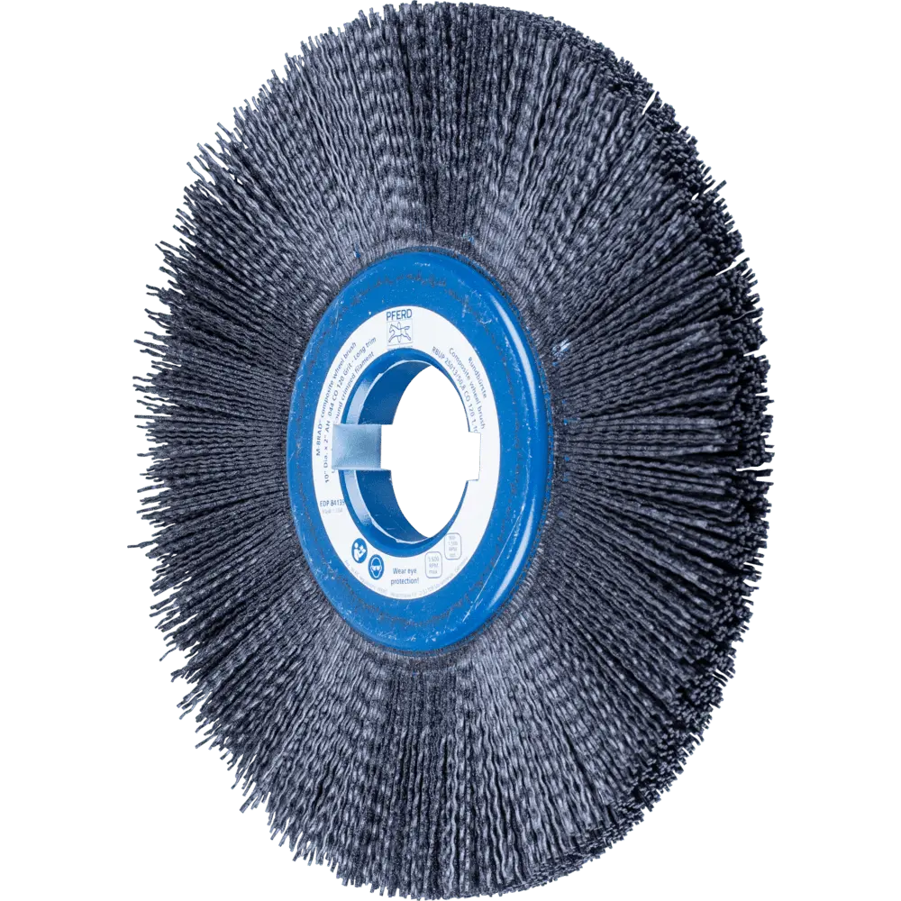 Produktfoto 1 von PFERD TOOLS COMPOSITE FLEX Rundbürste RBUP Ø 250x13x50,8 mm Keramik-Filament-Ø 1,10mm Korn 120 stationär