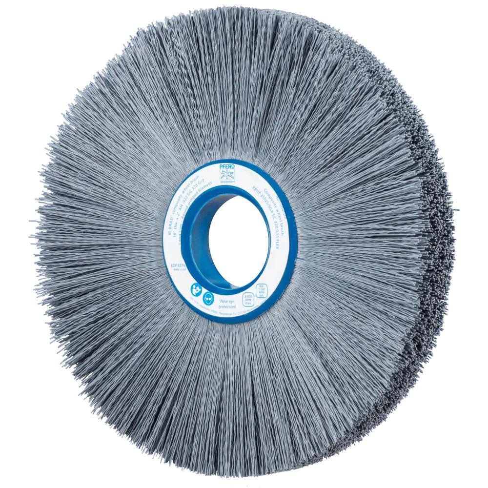 Produktfoto 1 von PFERD TOOLS COMPOSITE FLEX Rundbürste RBUP Ø 250x25x50,8 mm Bohrung SiC-Filament-Ø 0,55 mm Korn 320 stationär