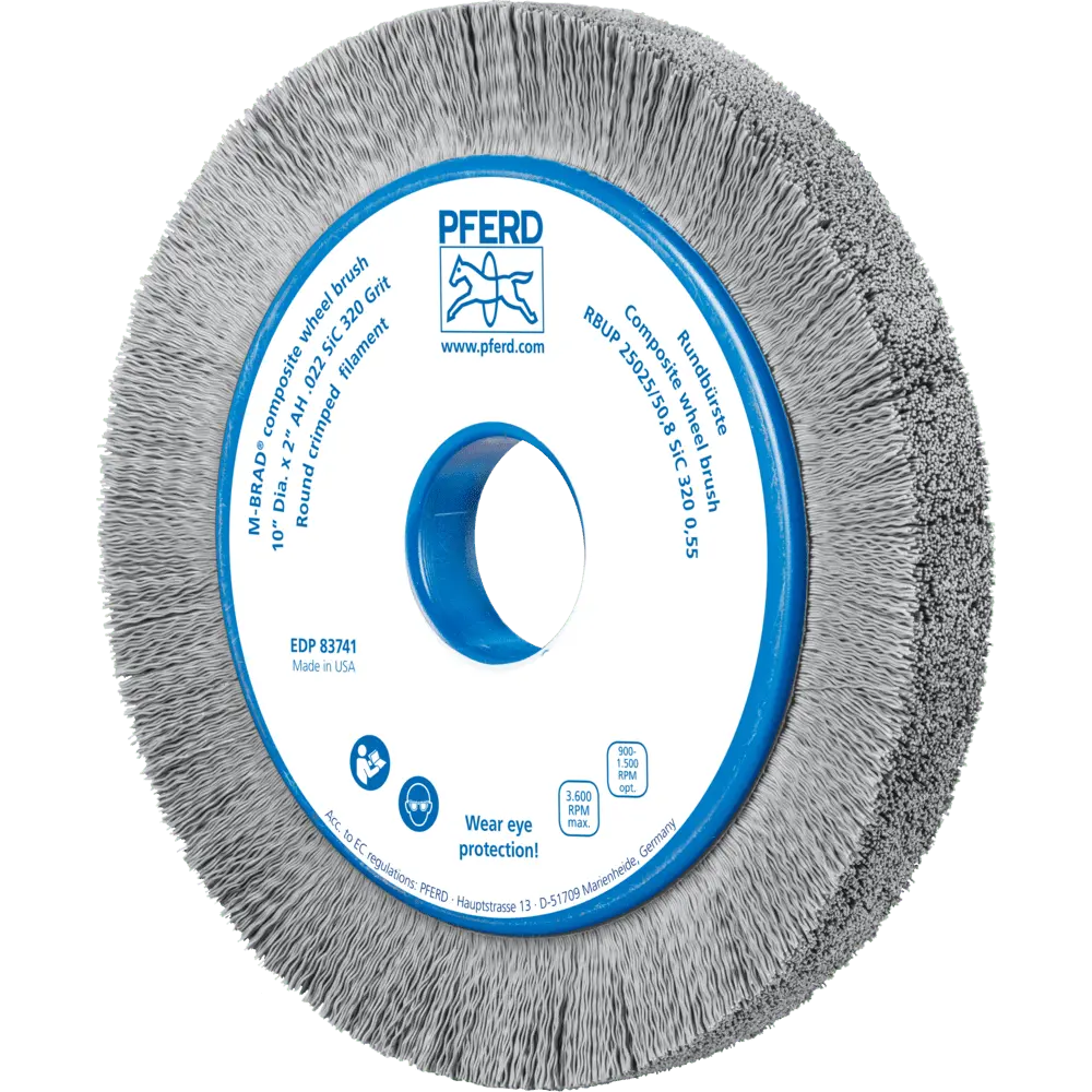 Produktfoto 1 von PFERD TOOLS COMPOSITE Rundbürste RBUP Ø 250x25x50,8 mm Bohrung SiC-Filament-Ø 0,55 mm Korn 320 stationär