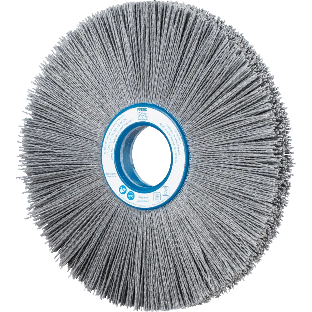 Produktfoto 1 von PFERD TOOLS COMPOSITE FLEX Rundbürste RBUP Ø 250x25x50,8 mm Bohrung SiC-Filament-Ø 1,00mm Korn 80 stationär