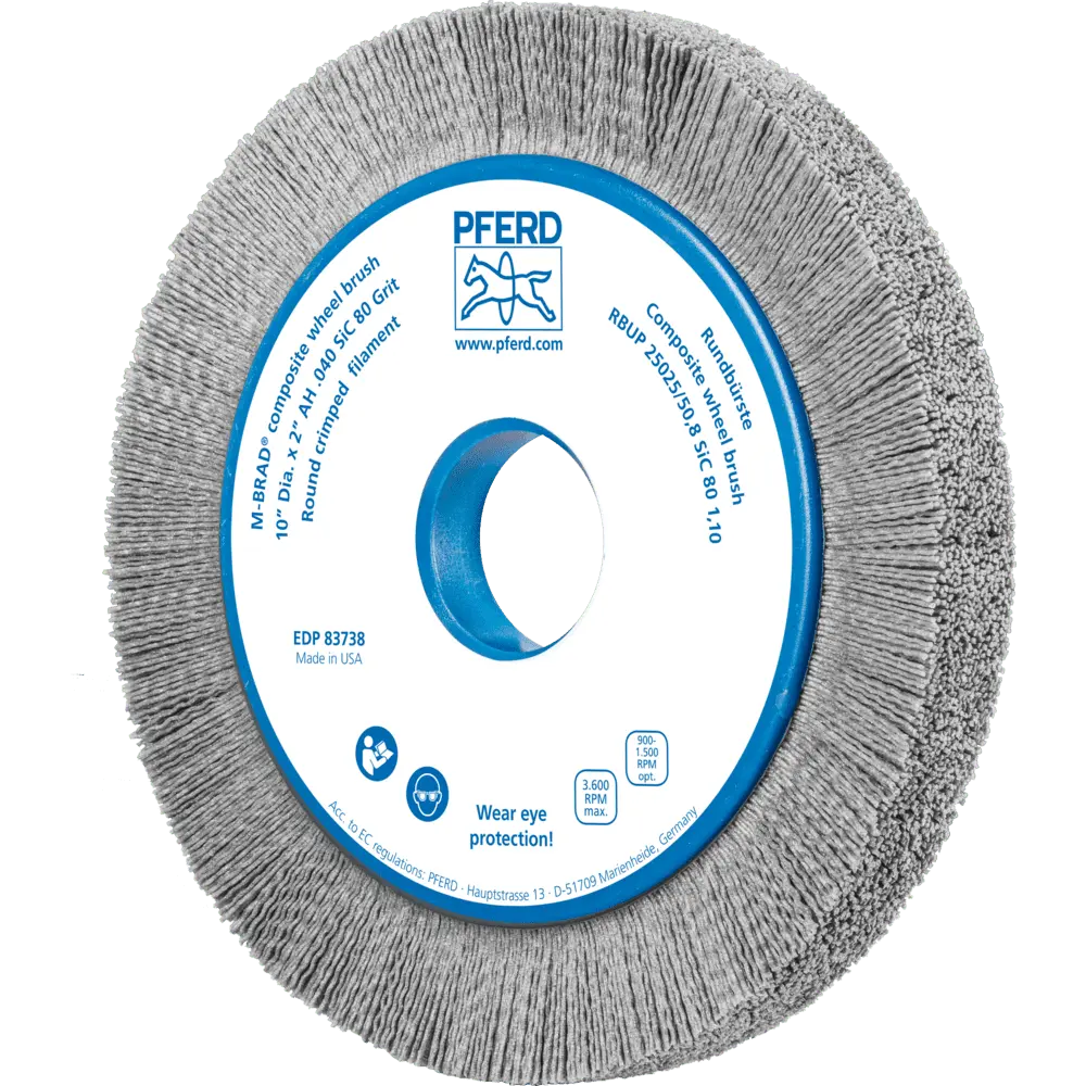 Produktfoto 1 von PFERD TOOLS COMPOSITE Rundbürste RBUP Ø 250x25x50,8 mm Bohrung SiC-Filament-Ø 1,10mm Korn 80 stationär
