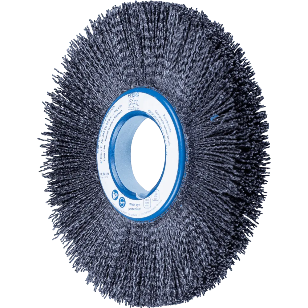 Produktfoto 1 von PFERD TOOLS COMPOSITE FLEX Rundbürste RBUP Ø 200x13x50,8 mm Keramik-Filament-Ø 1,10mm Korn 80 stationär