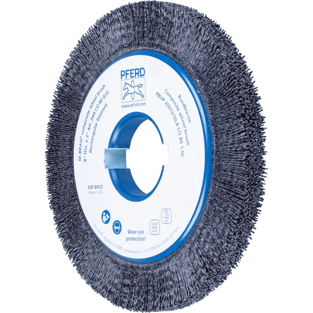Produktfoto 1 von PFERD TOOLS COMPOSITE Rundbürste RBUP Ø 200x13x50,8 mm Bohrung Keramik-Filament-Ø 1,10mm Korn 80 stationär
