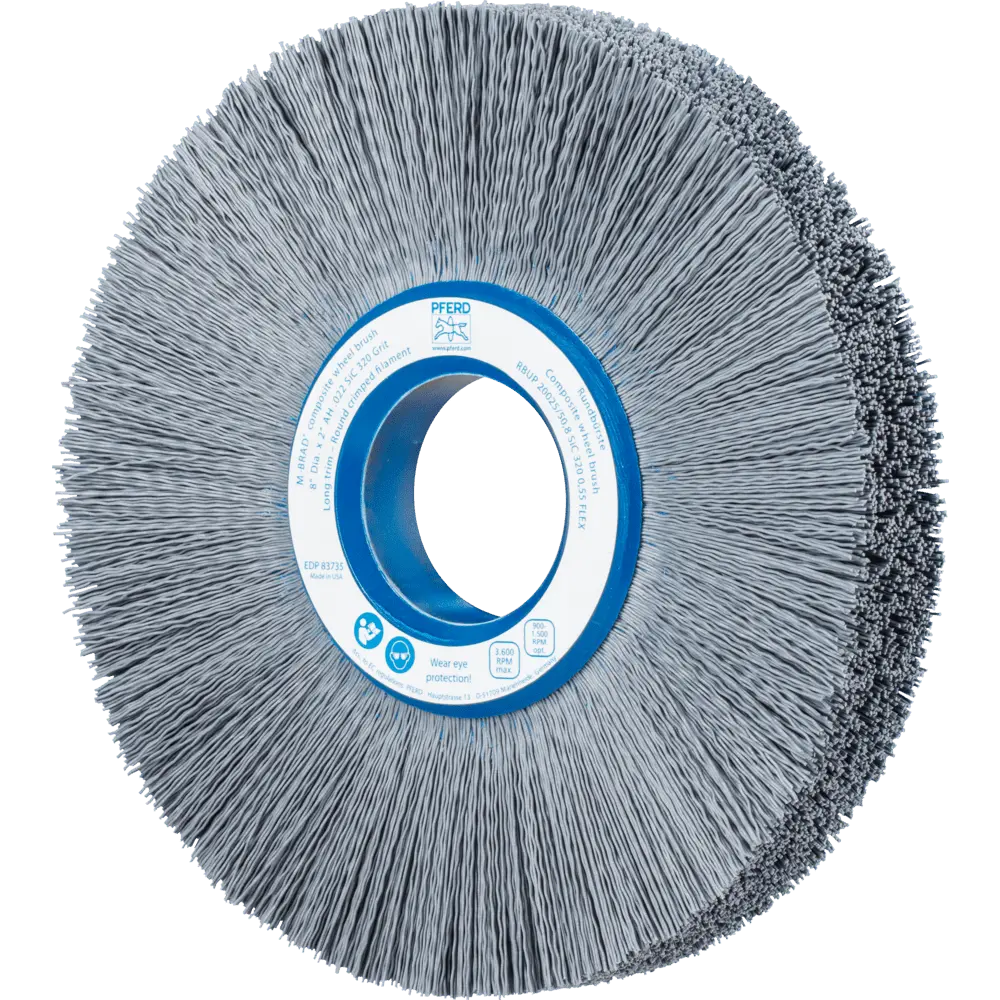 Produktfoto 1 von PFERD TOOLS COMPOSITE FLEX Rundbürste RBUP Ø 200x25x50,8 mm Bohrung SiC-Filament-Ø 0,55 mm Korn 320 stationär