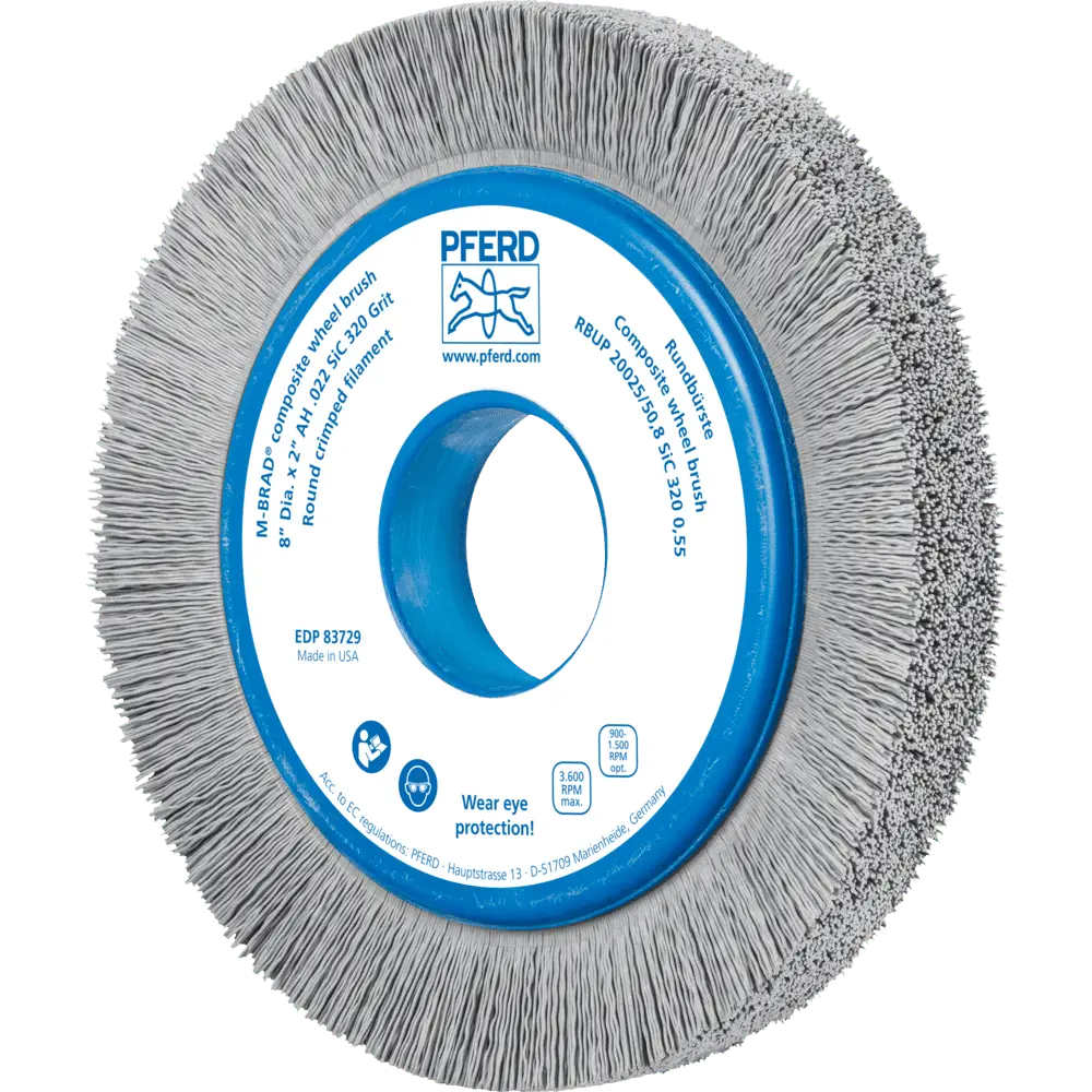 Produktfoto 1 von PFERD TOOLS COMPOSITE Rundbürste RBUP Ø 200x25x50,8 mm Bohrung SiC-Filament-Ø 0,55 mm Korn 320 stationär