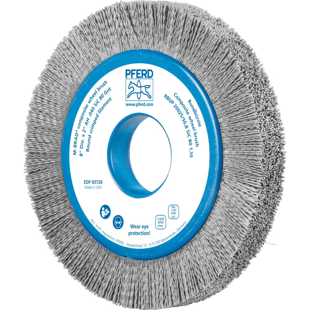 Produktfoto 1 von PFERD TOOLS COMPOSITE Rundbürste RBUP Ø 200x25x50,8 mm Bohrung SiC-Filament-Ø 1,10mm Korn 80 stationär