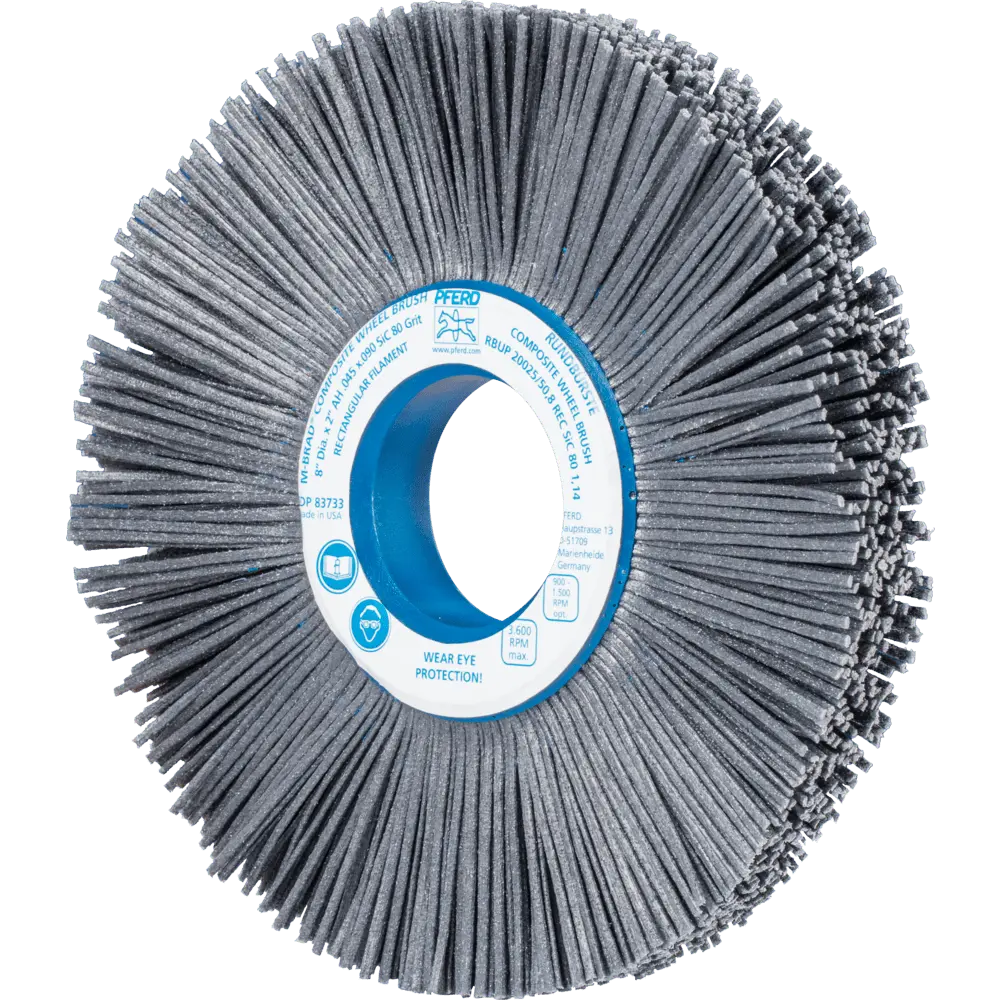 Produktfoto 1 von PFERD TOOLS COMPOSITE FLEX Rundbürste RBUP Ø 200x25x50,8 mm Bohrung SiC-Filament-Ø 1,14 mm Korn 80 stationär