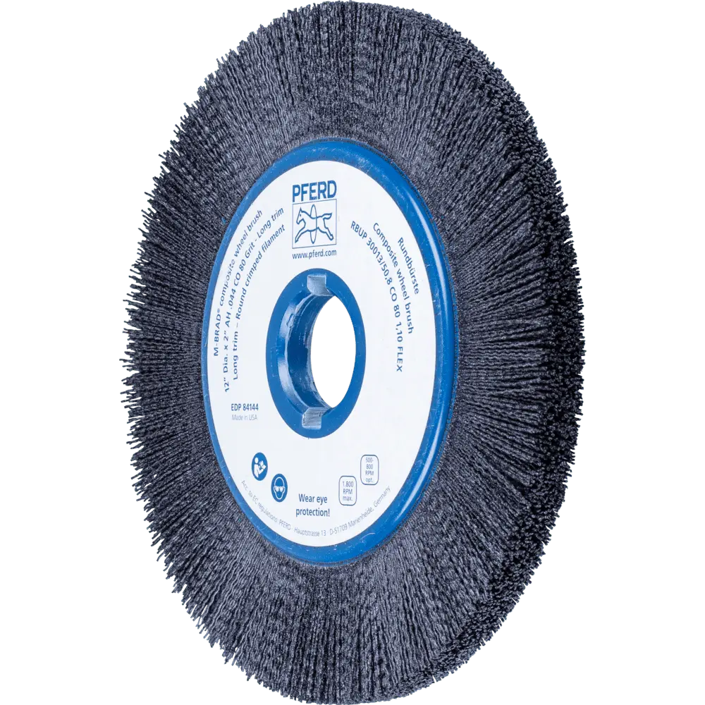 Produktfoto 1 von PFERD TOOLS COMPOSITE FLEX Rundbürste RBUP Ø 300x13x50,8 mm Keramik-Filament-Ø 1,10mm Korn 80 stationär