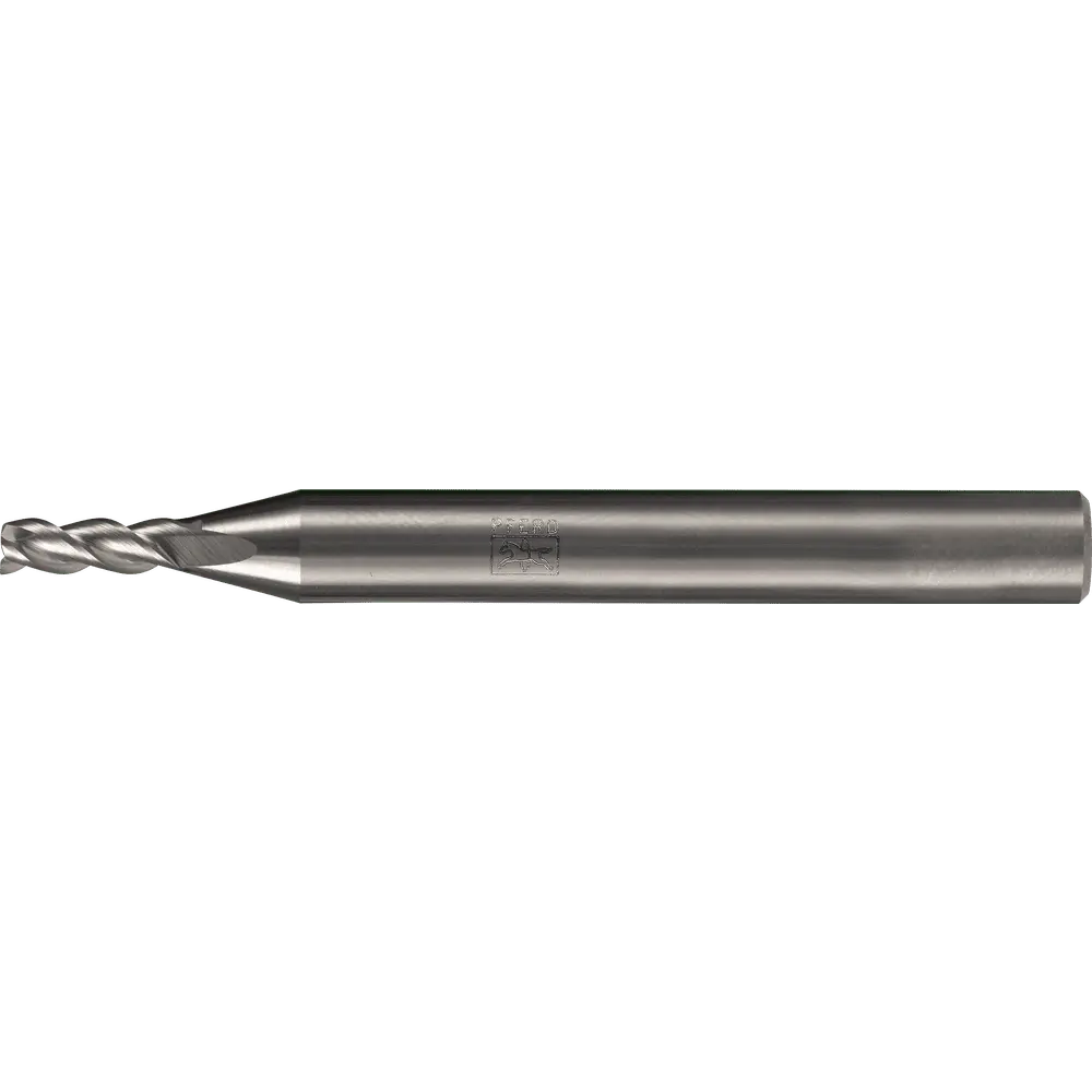 Produktfoto 1 von PFERD TOOLS VHM-Fräser Ø4mm, 3 Schneiden, 2xDC, Fase 0,05mm 45°, unbeschichtet, Schaft HA, Performance Aluminium