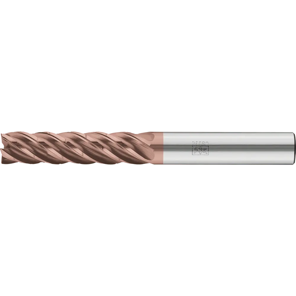 Produktfoto 1 von PFERD TOOLS VHM-Fräser Ø10mm, 5 Schneiden, mit Spanteiler, 4xDC, Radius 0,5mm, AlTiN / TiSiXN beschichtet, Schaft HB, Performance Rostfrei