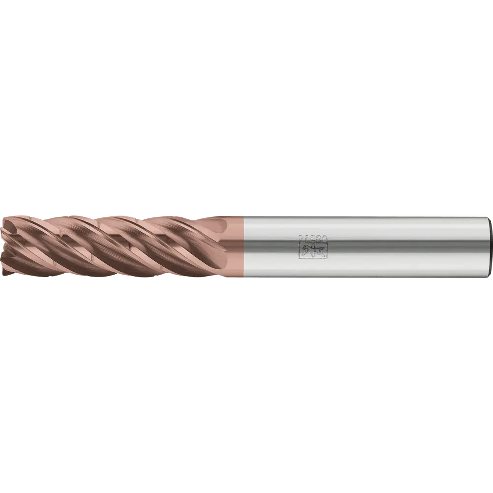 Produktfoto 1 von PFERD TOOLS VHM-Fräser Ø20mm, 5 Schneiden, mit Spanteiler, 3xDC, Radius 1mm, AlTiN / TiSiXN beschichtet, Schaft HB, Performance Rostfrei