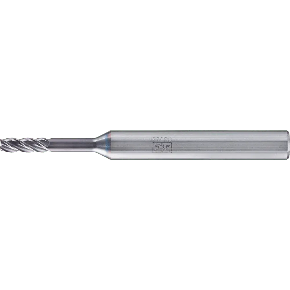 Produktfoto 1 von PFERD TOOLS VHM Eckfräser lang 4 Schneiden Ø 3 mm 45° Fase TiAlN Schaft HA Universal Line Schruppen Schlichten Nuten
