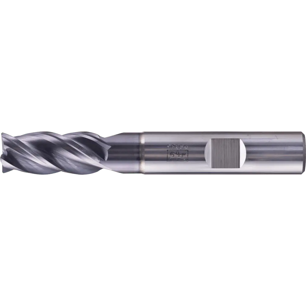 Produktfoto 1 von PFERD TOOLS VHM Eckfräser lang 4 Schneiden Ø 12 mm 45° Fase TiAlN Schaft HB Universal Line Schruppen Schlichten Nuten