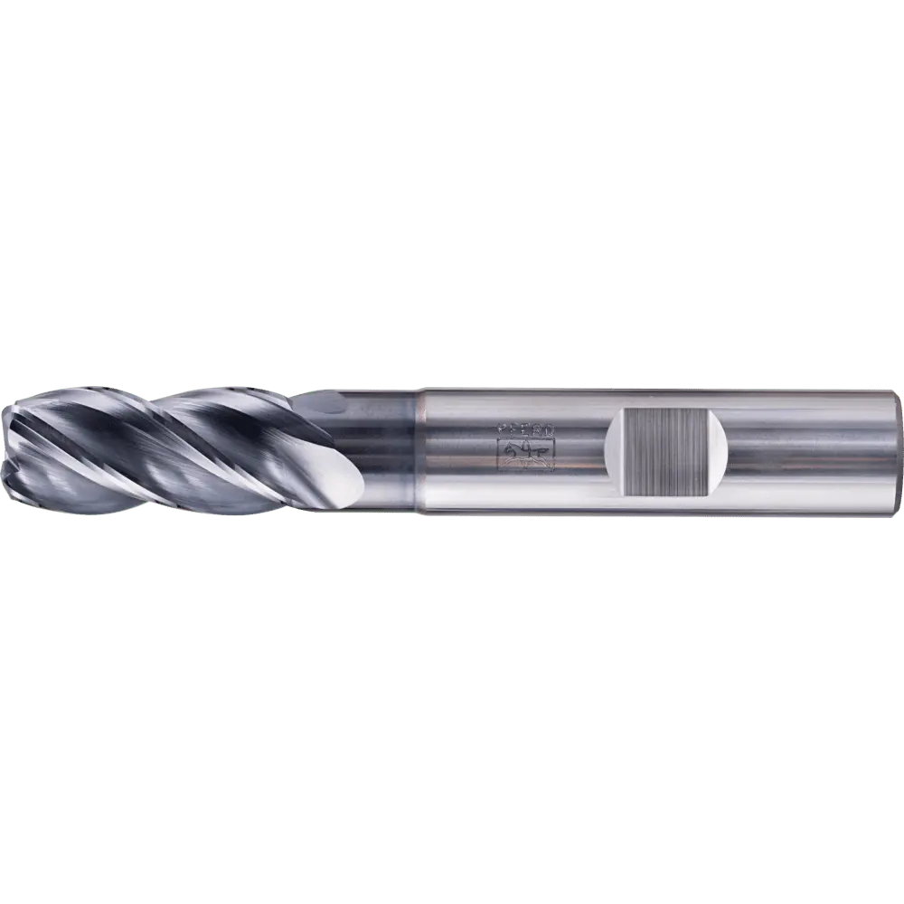 Produktfoto 1 von PFERD TOOLS VHM Eckfräser lang 4 Schneiden Ø 12 mm Radius 2,0 mm TiAlN Schaft HB Universal Line Schruppen Schlichten Nuten