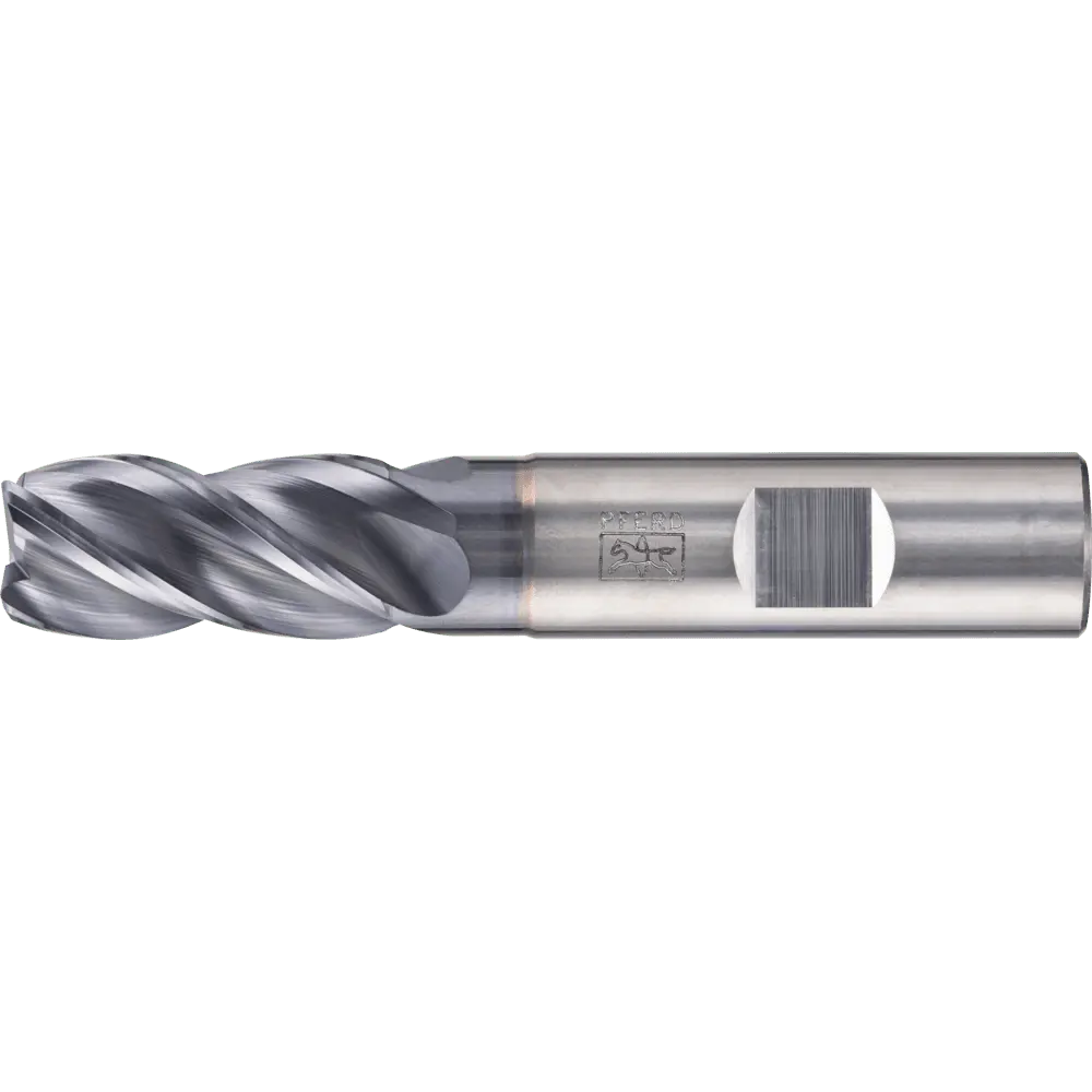 Produktfoto 1 von PFERD TOOLS VHM Eckfräser lang 4 Schneiden Ø 16 mm Radius 1,0 mm TiAlN Schaft HB Universal Line Schruppen Schlichten Nuten