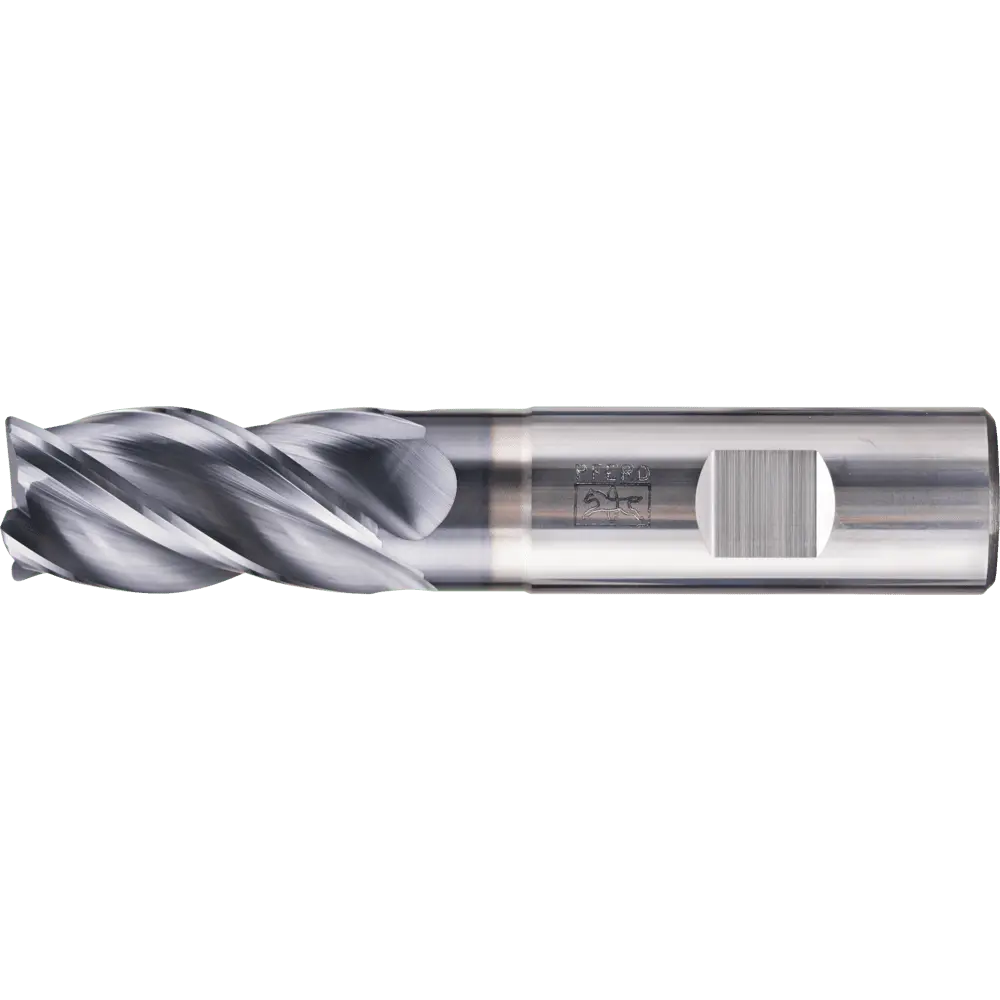 Produktfoto 1 von PFERD TOOLS VHM Eckfräser lang 4 Schneiden Ø 20 mm Radius 1,0 mm TiAlN Schaft HB Universal Line Schruppen Schlichten Nuten