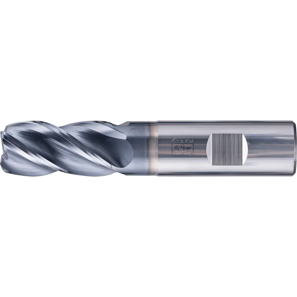 Produktfoto 1 von PFERD TOOLS VHM Eckfräser lang 4 Schneiden Ø 20 mm Radius 2,0 mm TiAlN Schaft HB Universal Line Schruppen Schlichten Nuten