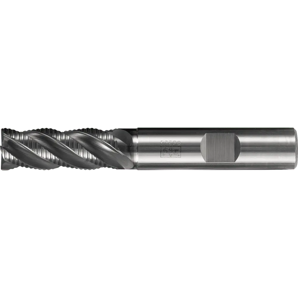 Produktfoto 1 von PFERD TOOLS VHM-Fräser Ø6mm, 4 Schneiden, mit Schruppverzahnung, 2xDC, Fase 0,15mm, AlCrN beschichtet, Schaft HB, Universal