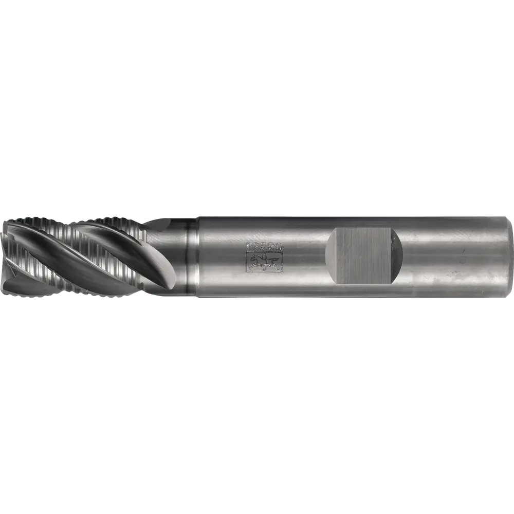 Produktfoto 1 von PFERD TOOLS VHM-Fräser Ø10mm, 4 Schneiden, mit Schruppverzahnung, 1,5xDC, Fase 0,3mm, AlCrN beschichtet, Schaft HB, Universal